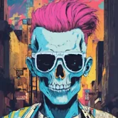 Skull cyberpunk style